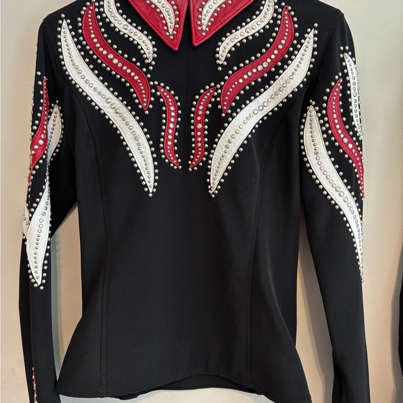 Vintage Small Western Showmanship Leather Embellished Horsemanship Jacket - Picture 4 of 15